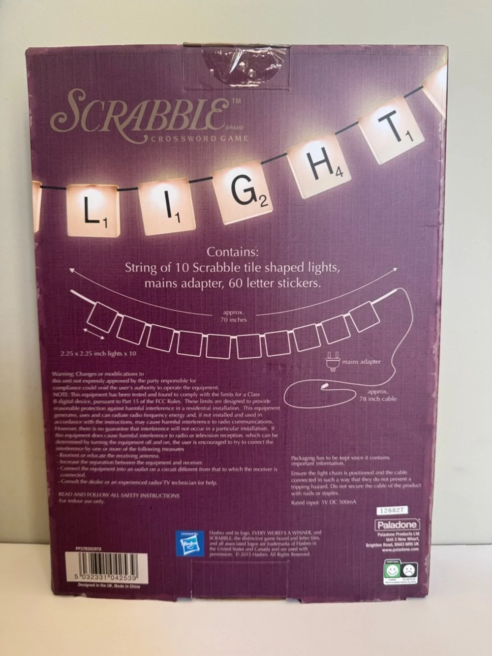 Paladone Scrabble Customizable Letter Tiles String Light Set New in Box